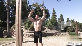 Muscle queer ass job and money-shot