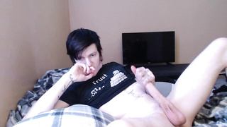 Good-Sized Shaft Punk Guy Shoots his Stream