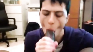 dude enjoys sucking a big black cock