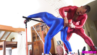 BDSM muscle men in spandex suits