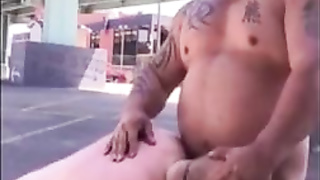 Tormentor and his husband after their exercise in the parking pile