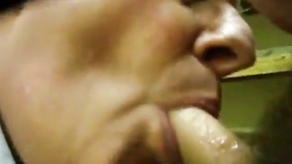 Daddy blows it in stockroom