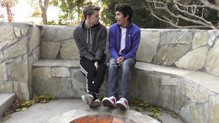 8teenBoy beginner Ethan Helms takes humungous beef whistle twunk Jared Scott without a condom