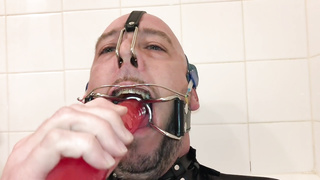 Throating a Lengthy Fuck Stick with Braces Headgear Spidergag and more