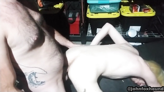 Ambidextrous Dude Takes Moist Father Bone and Fountains in Storage Locker