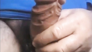 Dad stroking his thick uncut cock on cam (no cum) 4