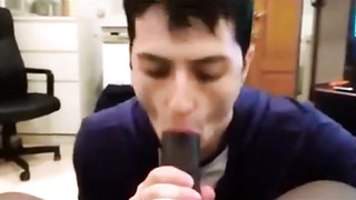 dude enjoys sucking a big black cock 2