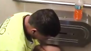 Workmen caught jerking and cumming in restroom 3