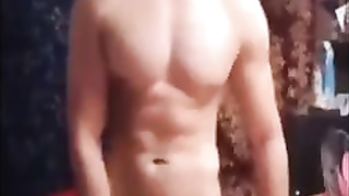 highly ultra-cute japanese man flash on webcam 313