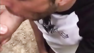 He sucks a big fat cock in the wood 3