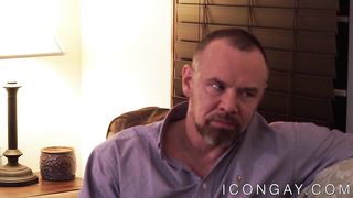 Mature gay dicked rigid by a bearded jock