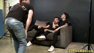 Faggot studs face jizzed on