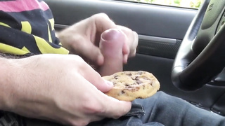 boy masturbates and squirts cum on biscuit cake 2