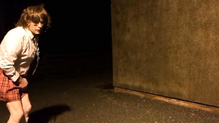 sissy schoolgirl cathy goes outside 3