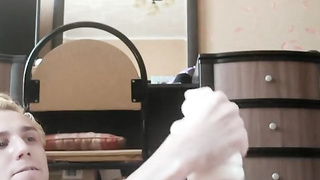 Russian Twunk Romps his Fleshlight until Jizz Shot