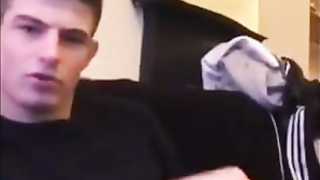 Cute guy jerks his big cock off