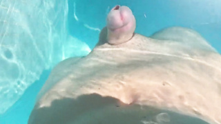 Hands free cumshot swimming pool 5