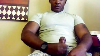 Beefy Black Soldier Jerks Off & Cums 3