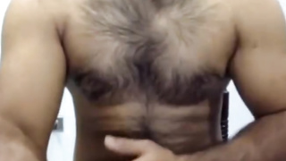 Sizzling beefy fellow getting off on cam.