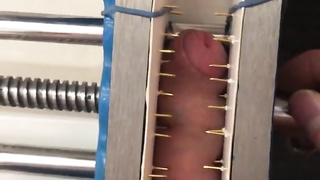 COCK AND BALL TORTURE - Kicking my sluggish cock in a dangerous vice