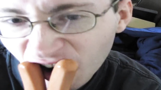 Gay-For-Pay Boy Inhales 2 Floppy Wieners