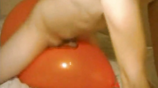 Big inflatable orange balloon humping cum 3
