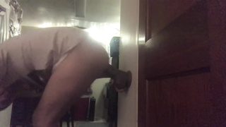 Juggling on a monster big black cock fake penis!