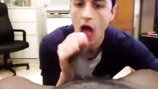 dude enjoys sucking a big black cock 8