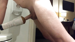 Groaning while pumping more cum into my fleshlight 5