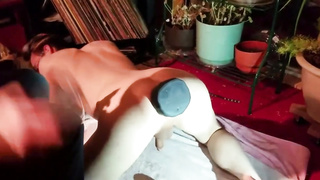 Femboy takes huge plug and screams 3