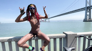 Nude bike rail in San Francisco! disrobing outside for everyone to watch