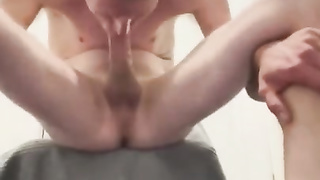 Suspended lad self blowing quickie