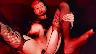 Nice faggot in undergarments wanks and plays with rectum.