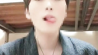 浴衣イケメン日本人のエアディープキス！よだれ垂らして痙攣絶頂！049