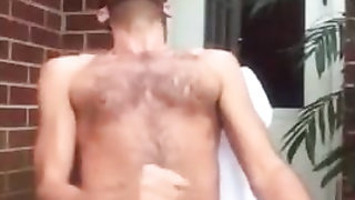 Str8 men jerk off in front yard 5