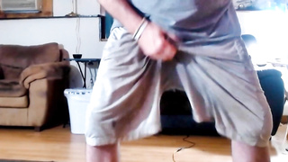 White Under Armour cut-offs get peed