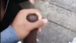 Two men cum together outside 6