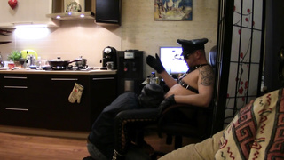 SADISM & MASOCHISM sesh with nineteen y.o. victim -skinhead -flog,slobber, spank and kick in the face with leather mittens