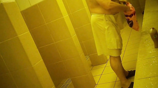 Naked men in public pool shower 2