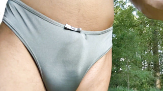 Femboy ambling around in Undergarments Outdoor