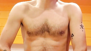 Inked Hippie Man has Strenuous Noisy Ejaculation and Adorns his Mitt with Warm Jizm