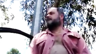 Str8 babby bear jerkin off in the park 7