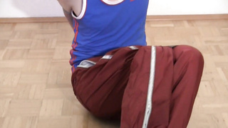 Cute boy bound and tied BDSM bondage tape 7