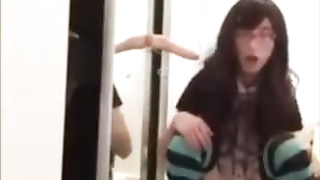 Crossdressing schoolgirl fucks and sucks 7