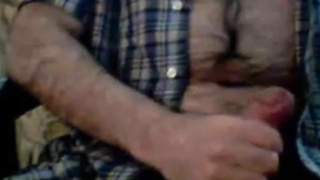 Hairy chest daddy jerking and shoot a nice load 4