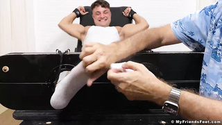 Chiseled jock AJ suffers restrain bondage and kittling torture