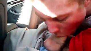 Blowing a friend in the car and he cums in my mouth 12