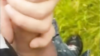 Twink sucking cock in the park and getting the cum 5