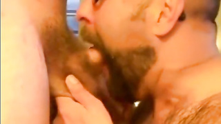 Bearded Guy Takes Two Loads to the Face from His Buddy 3