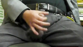 Japanese old man.Semen flows out of the penis erect stiff 3